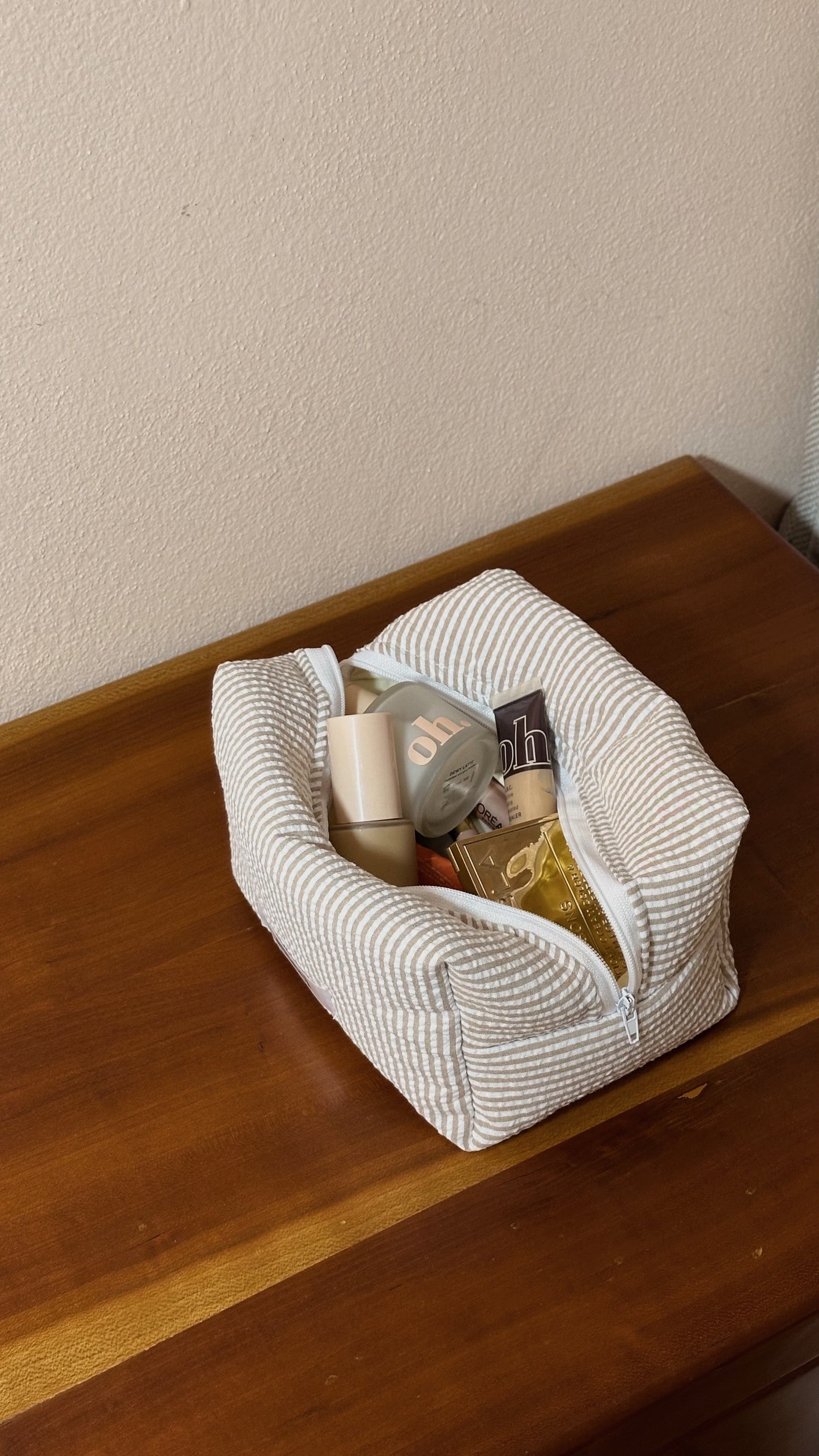 Beauty-case Small Beige Stripes