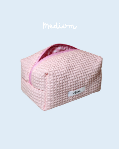 Beauty-case Medium Nido d'ape Rosa + Vichy rosa