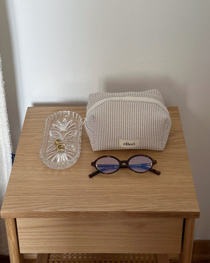 Beauty-case Small Beige Stripes