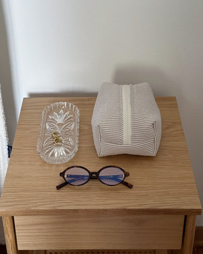 Beauty-case Small Beige Stripes