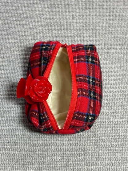 Mini beauty case in red tartan
