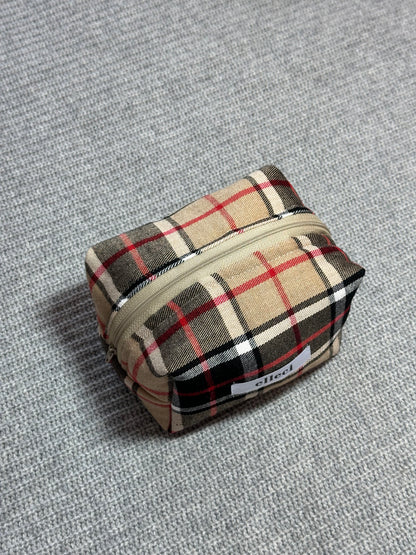 Beauty-case Mini in Tartan Beige