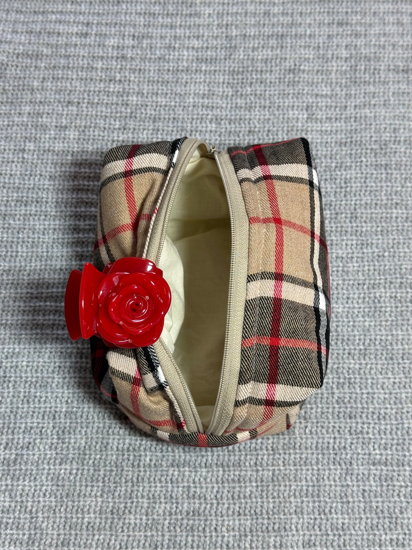 Beauty-case Mini in Tartan Beige