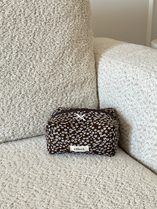 Beauty-case Small Micro flowers cioccolato