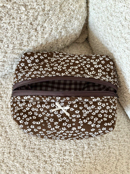 Beauty-case Small Micro flowers cioccolato